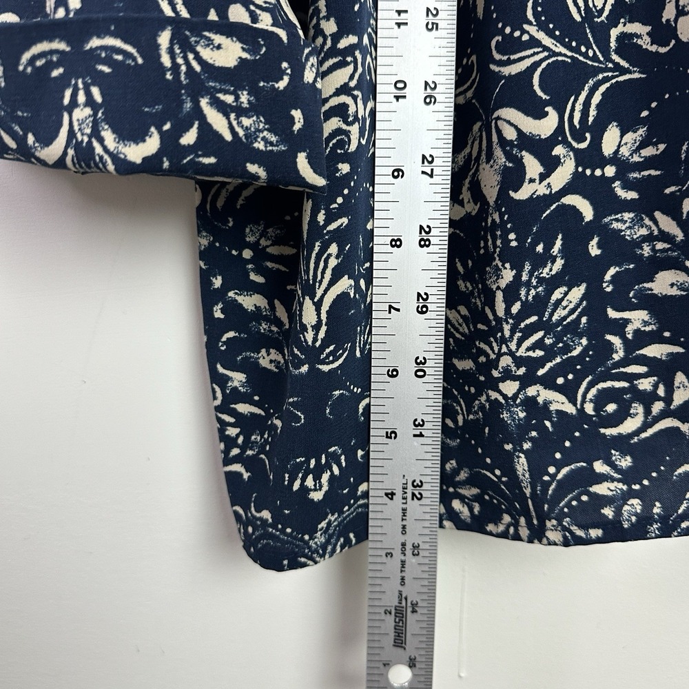 Catherines Blouse Womens 2X Plus Navy Blue Floral Print Button Front Tunic Top - Picture 8 of 9